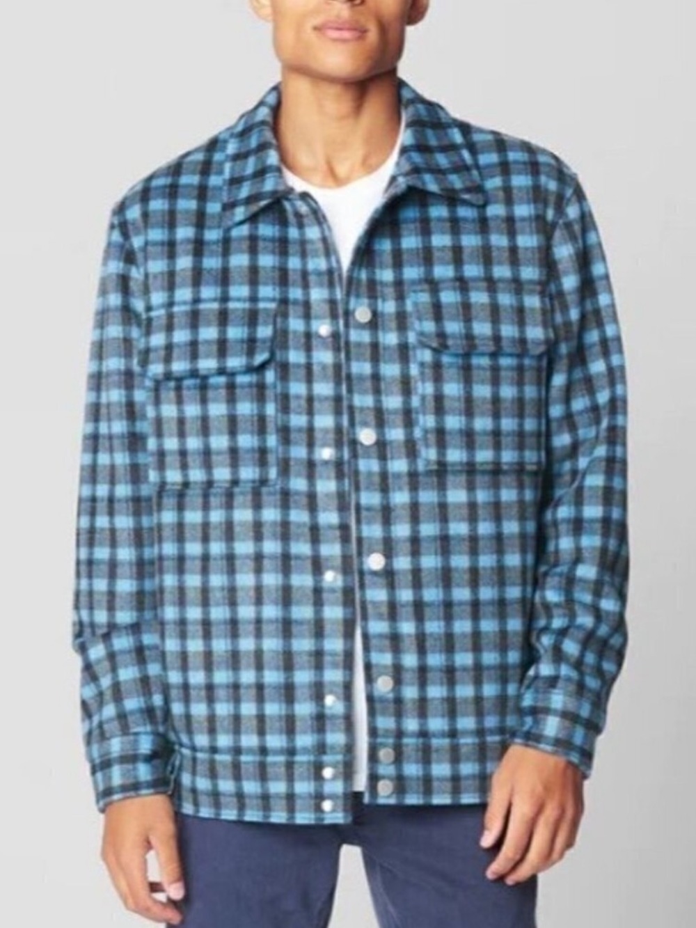 BlankNYC Blue Plaid Jacket Not Your Average Joe Wool Blend Pockets Men's Medium